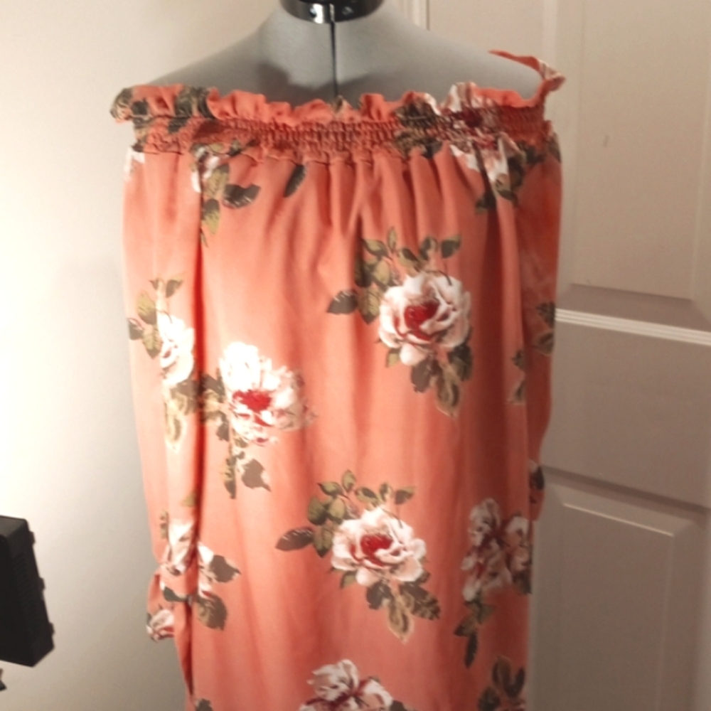 Stella Tweed, Dusty Floral Off Shoulder Midi Dress Sz S
